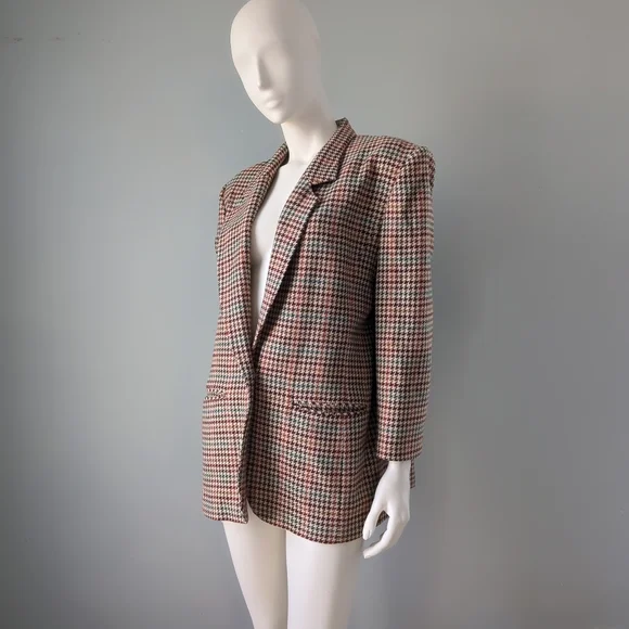 Vintage Pendleton Archival Rainbow Brown Tan Plaid Oversized Wool Blazer M L